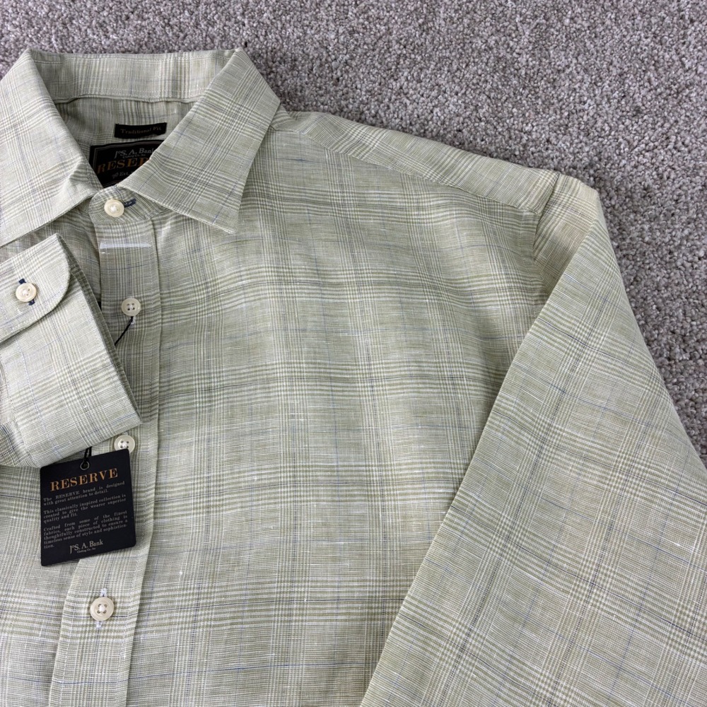 NWT Jos A Bank Reserve Mens XL Linen Plaid Button Up Dress Shirt Traditional Fit - Picture 11 of 11